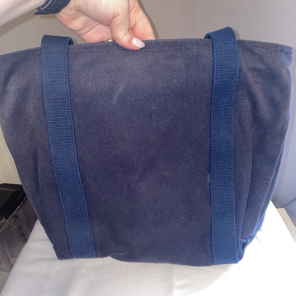 Bags & Sew On Canvas Tote Bag Purse Beach Pool Bag Navy Blue Red White Sailboats - Picture 3 of 16